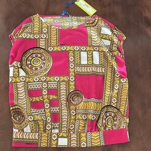 Versace Fuchsia and Gold Patterned Blouse